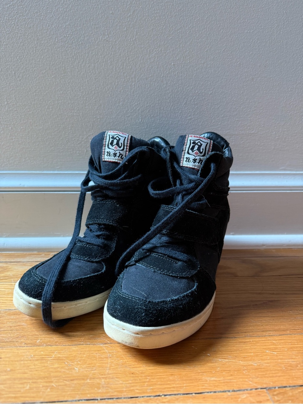 Kids Black High-Top Sneakers with Strap